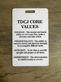Mission Statement and Core Values info card plastic